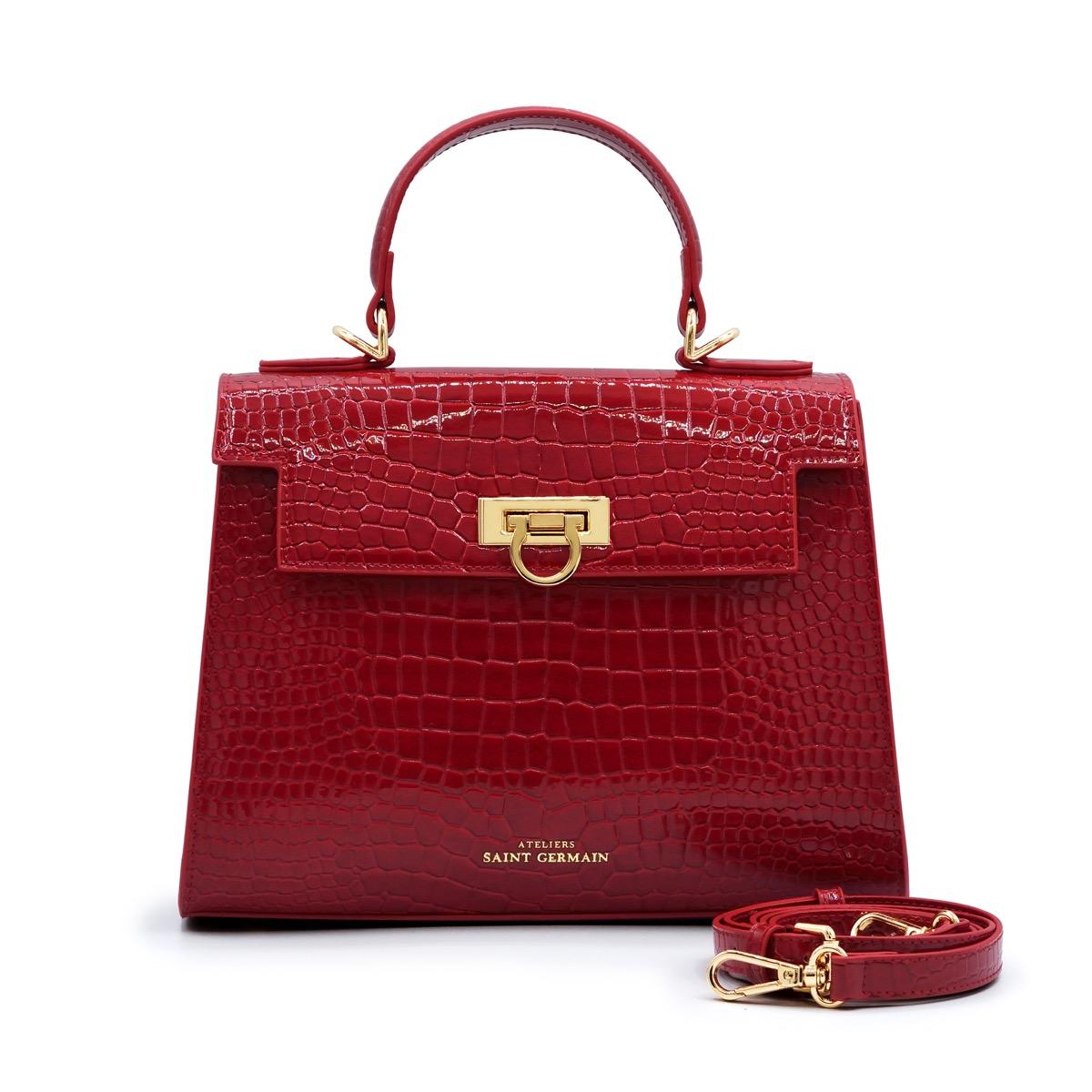 Cannes tas croco-effect rood