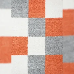 Teppich Schlafzimmer Hochflor Karo Samtweich Waschbar Strapazierfähig Wohnzimmer Terrakotta 120x170 cm – RHEIN von Kadima Design