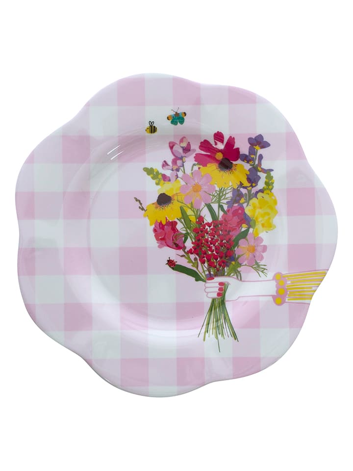 Overbeck and Friends Dessertteller ''Viola'' in Weiß/ Rosa - Ø 22 cm - onesize