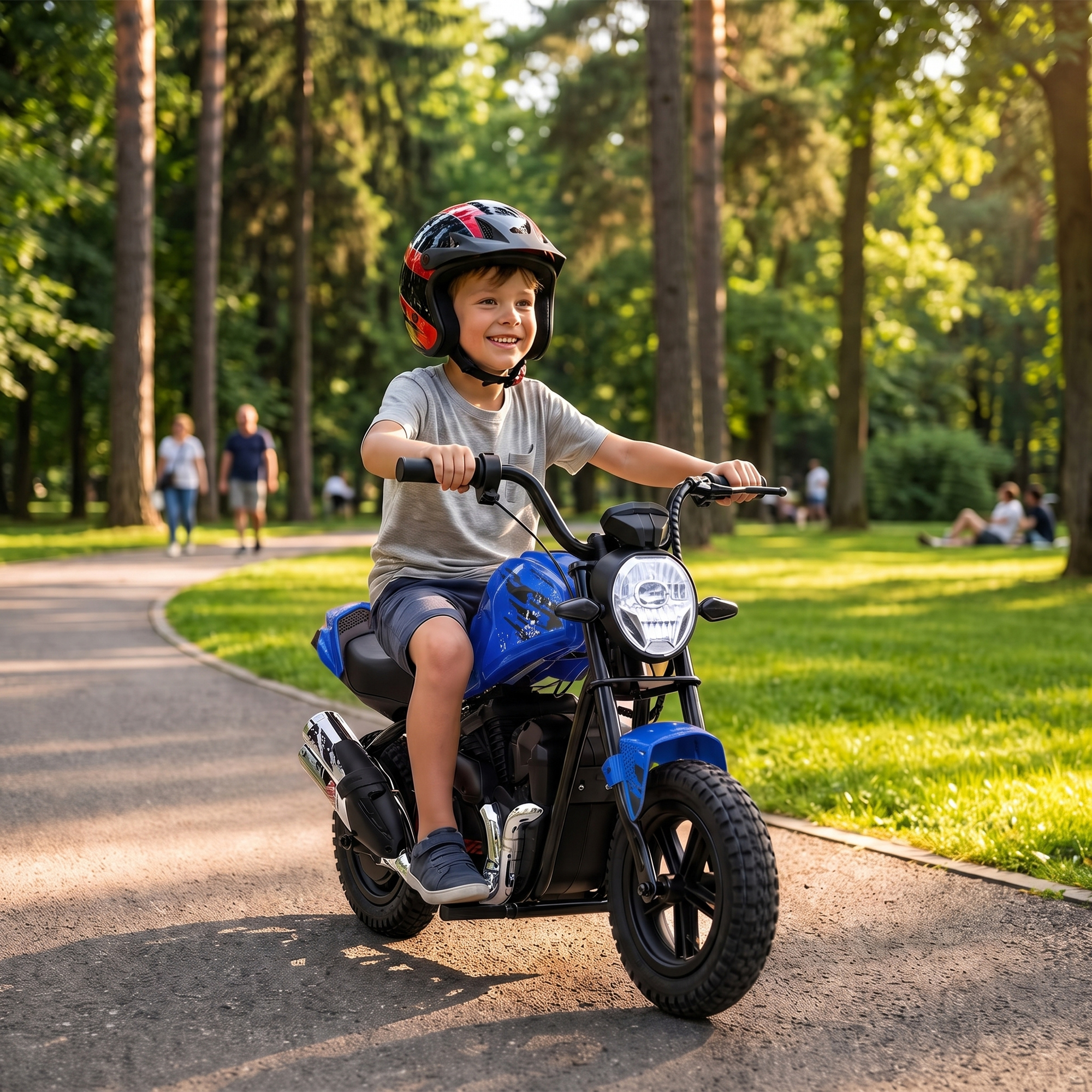 Aiyaplay Moto da Cross Elettrica per Bambini 24V Motore 180W, 6-12 Anni, Pneumatici 30cm in Gomma, Blu   Aosom Italy