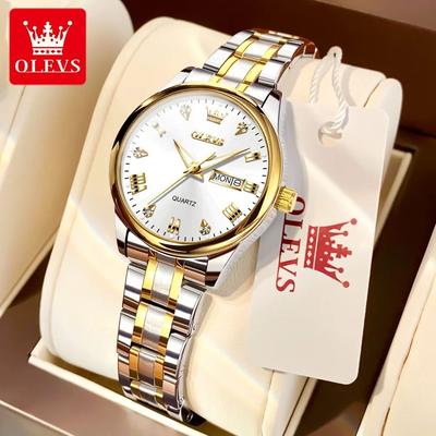 Uplift Essentials Diamond Dial Luxury Calendar Watch yellow