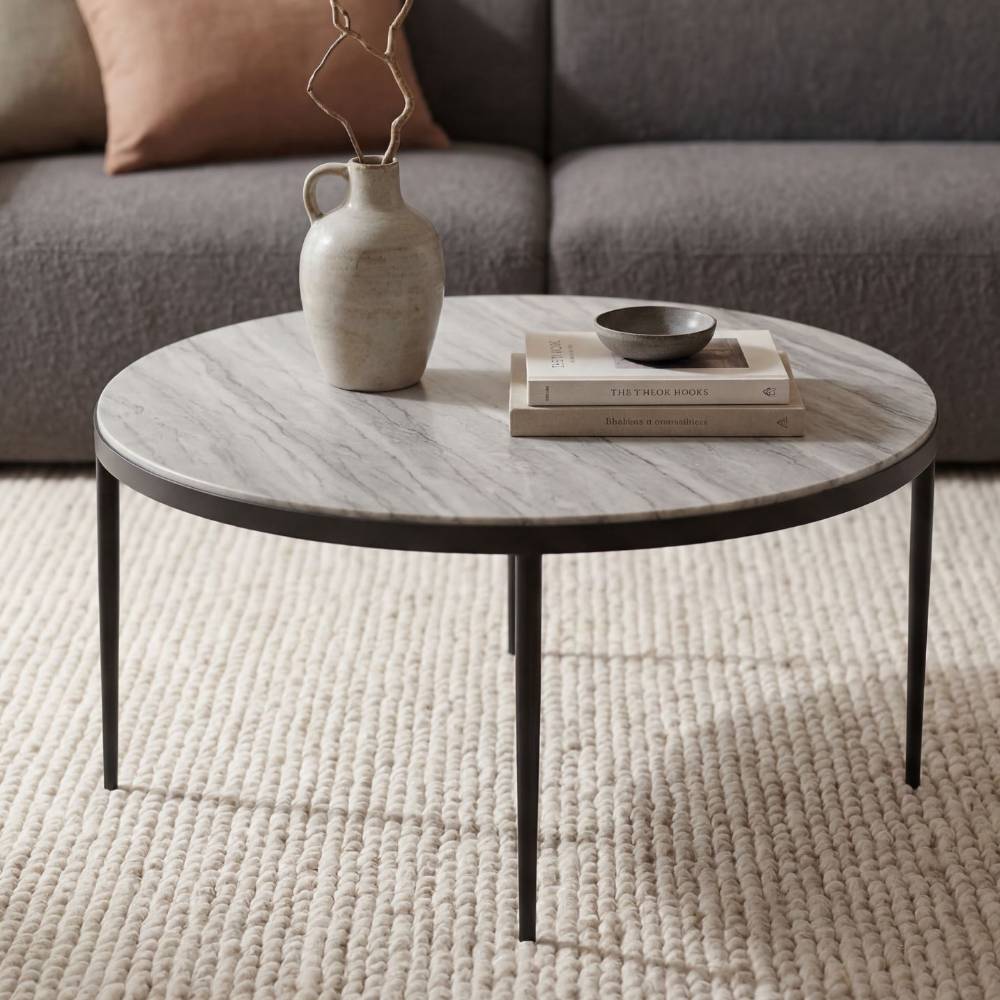 Pharao24.de Couchtisch Salontisch in modernem Design mit Marmorplatte