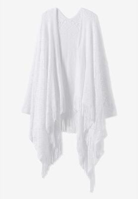 Women's Open Weave Shawl by Accessories For All in White