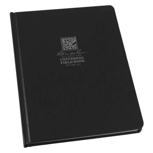 Rite in the Rain Gebundenes Buch Fabrikoid-Cover 17,15x22,2cm universal schwarz (Harter Einband) (770F-LG)