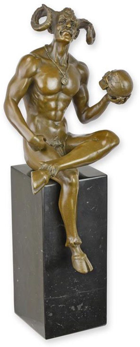 Bronzen beeld Naakte Satan - Erotische sculptuur - Hoogte: 36 cm