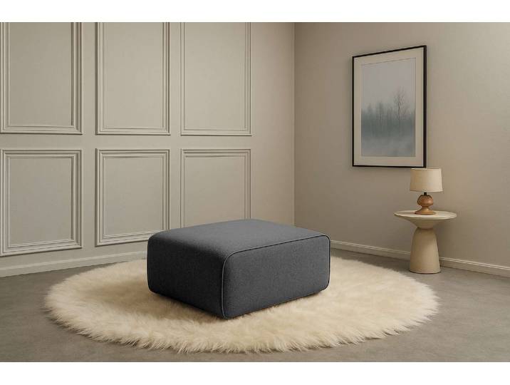 Polsterhocker HOME AFFAIRE Noord 92/66 cm , grau (anthrazit), B:92cm H:44cm T:66cm, 100% PES, Hocker, Polsterhocker, mit Kedernaht, schöne Serienergänzung