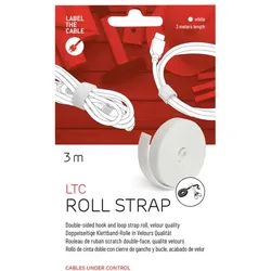 Label-The-Cable LTC Roll Strap, doppelseitige Klettbandrolle, 3m, weiß