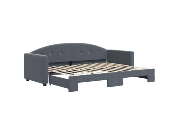 Makastle Tagesbett Ausziehbar Dunkelgrau Samt 80x200 cm Holz-Metall-Rahmen
