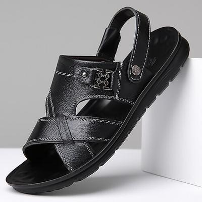 Braune Herren-Sandalen mit gekreuzten Riemen – weiches Kunstleder, bequem, strapazierfähig für Sommer, Strand und Freizeit