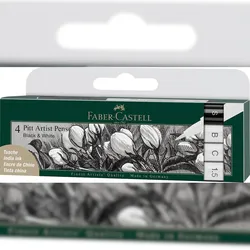 FABER-CASTELL Faber Castell Tuschestift Pitt Artist Pen 4er Black&White