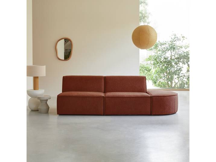 Modulare Sitzbank mit Mahagoni-Stoffbezug, 2 Sitze Dario - Rot - Fabric