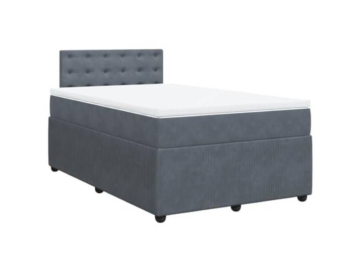 PUGYNBK Boxspringbett aus Samt, dunkelgrau, 120 x 200 cm Taschenfedern, atmungsaktiver Matratzenschoner, abnehmbarer Bezug, Lattenrost