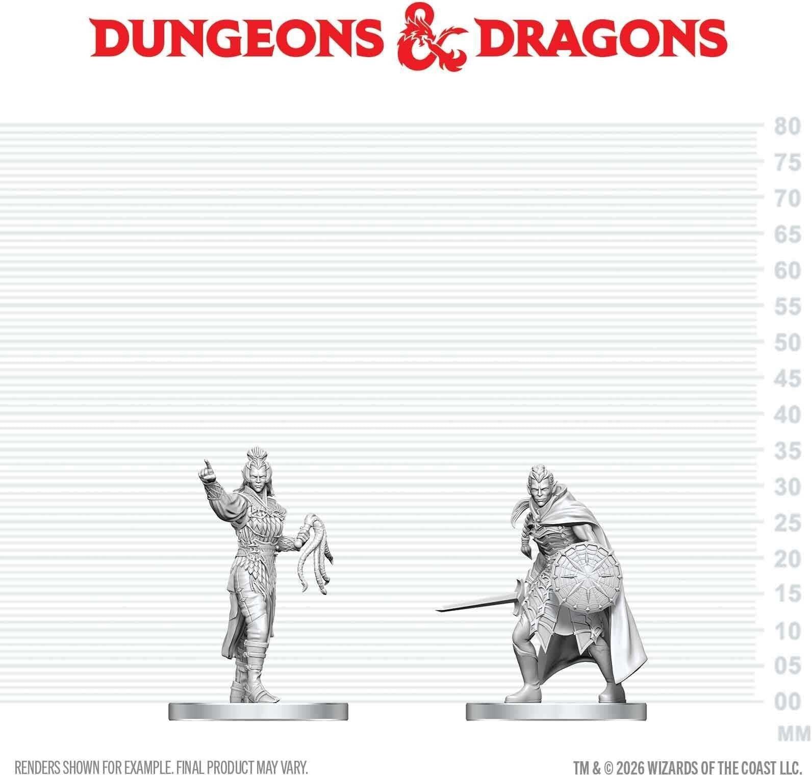Wiz Kids LLC Nolzur's Marvelous Unpainted Miniatures: Drow Elite Warrior & Drow Priestess of Lolth for Tabletop Fantasy Roleplaying, Unpainted, W29 Edition