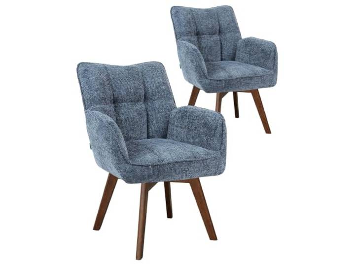 DUBI Möbel Esszimmerstuhl 31109-1B01/1B03/1B06 (4-Fuß dunkel Eiche massiv, Blau)