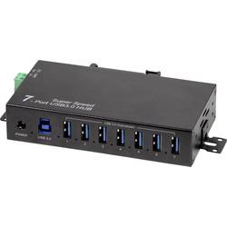 LogiLink UA0444 USB-Hub 7 Port USB-A USB 3.0 5 GBit/s für industrielle Anwendungen, Metallgehäuse, zur Wandmontage Schwarz UA0444