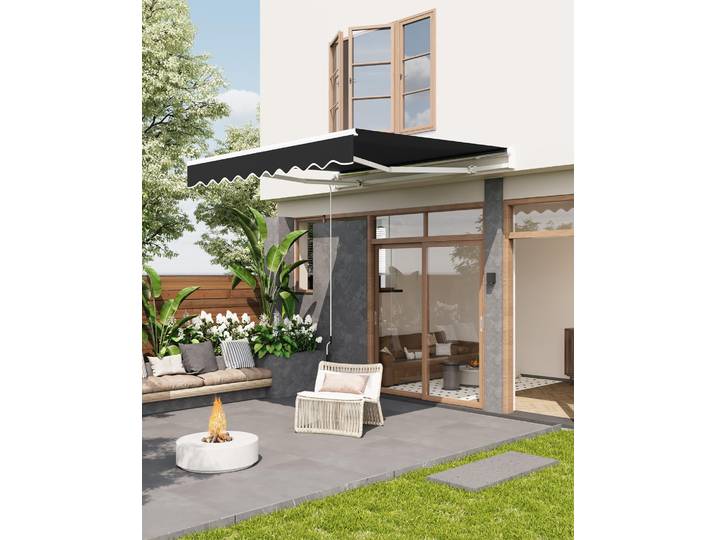 Auvent rétractable 350x250cm, protection solaire UV50+, imperméable, pour terrasse extérieure, balcon, abri, bras articulé, manivelle