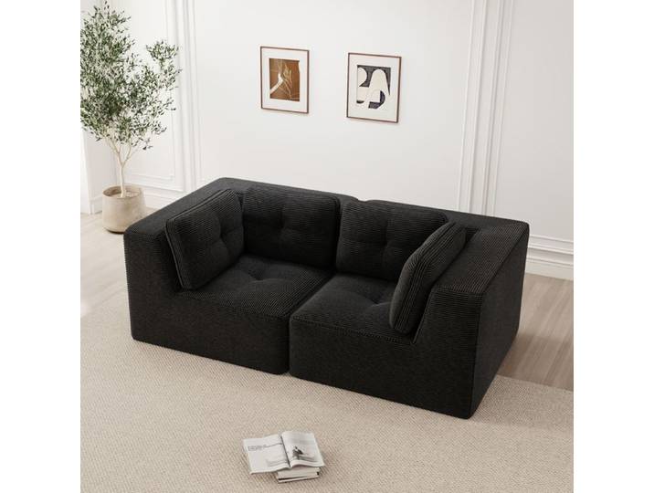 Canapé d angle - SENVIRO - deux places modulaire sans structure assise profonde 74 cm noir
