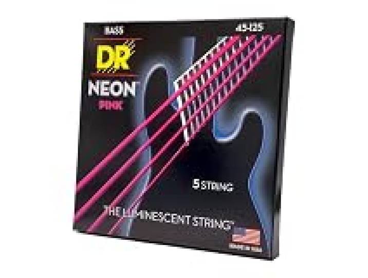 DR Strings NEON 45-125 Jeu de Cordes pour Guitare Basse Rose