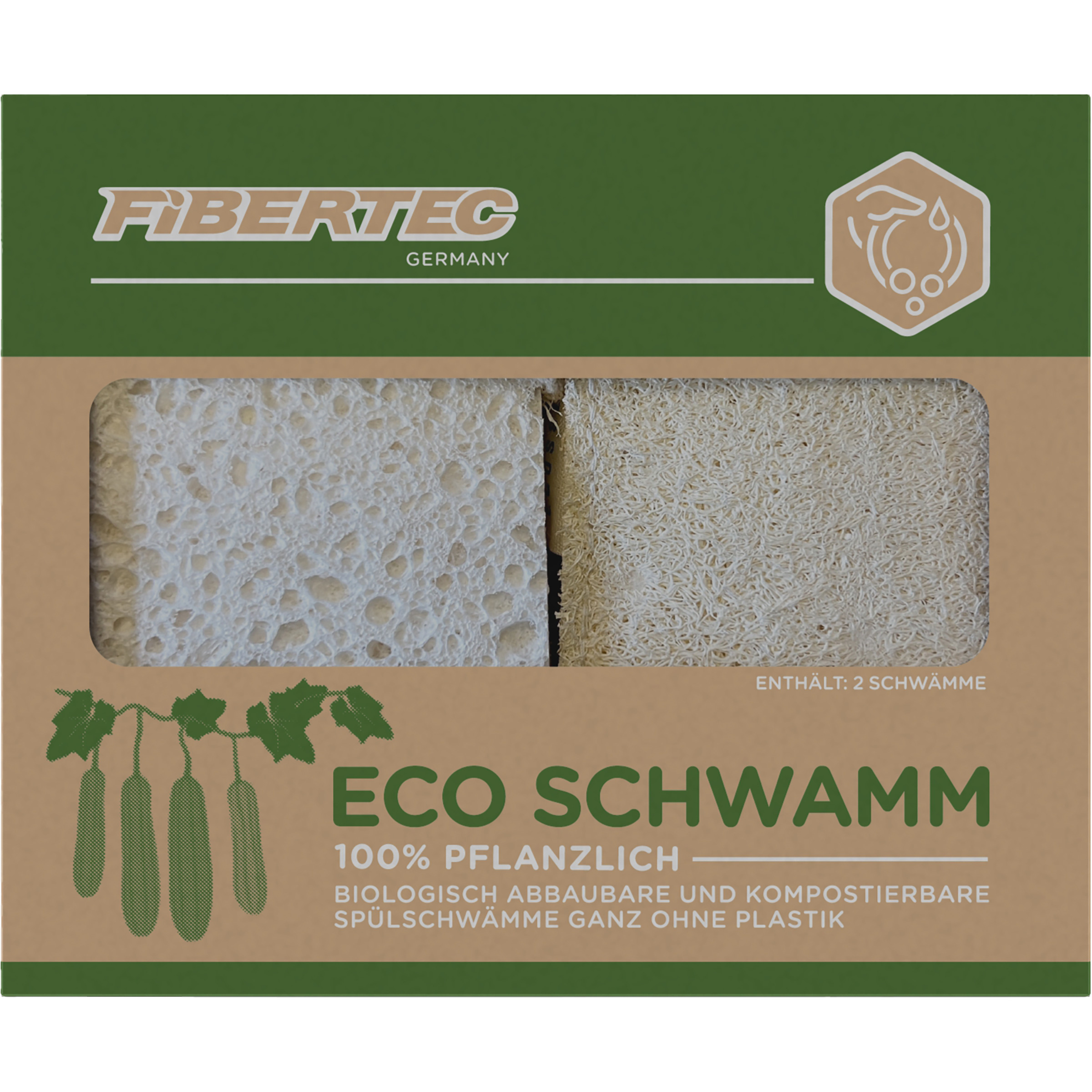 Fibertec 2er Pack Spül- und Duschschwämme Seifen & Shampoos weiss