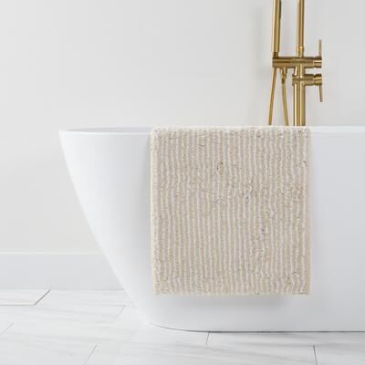 Becky Cameron 100% Cotton Pinstripe Patterned Bath Mat
