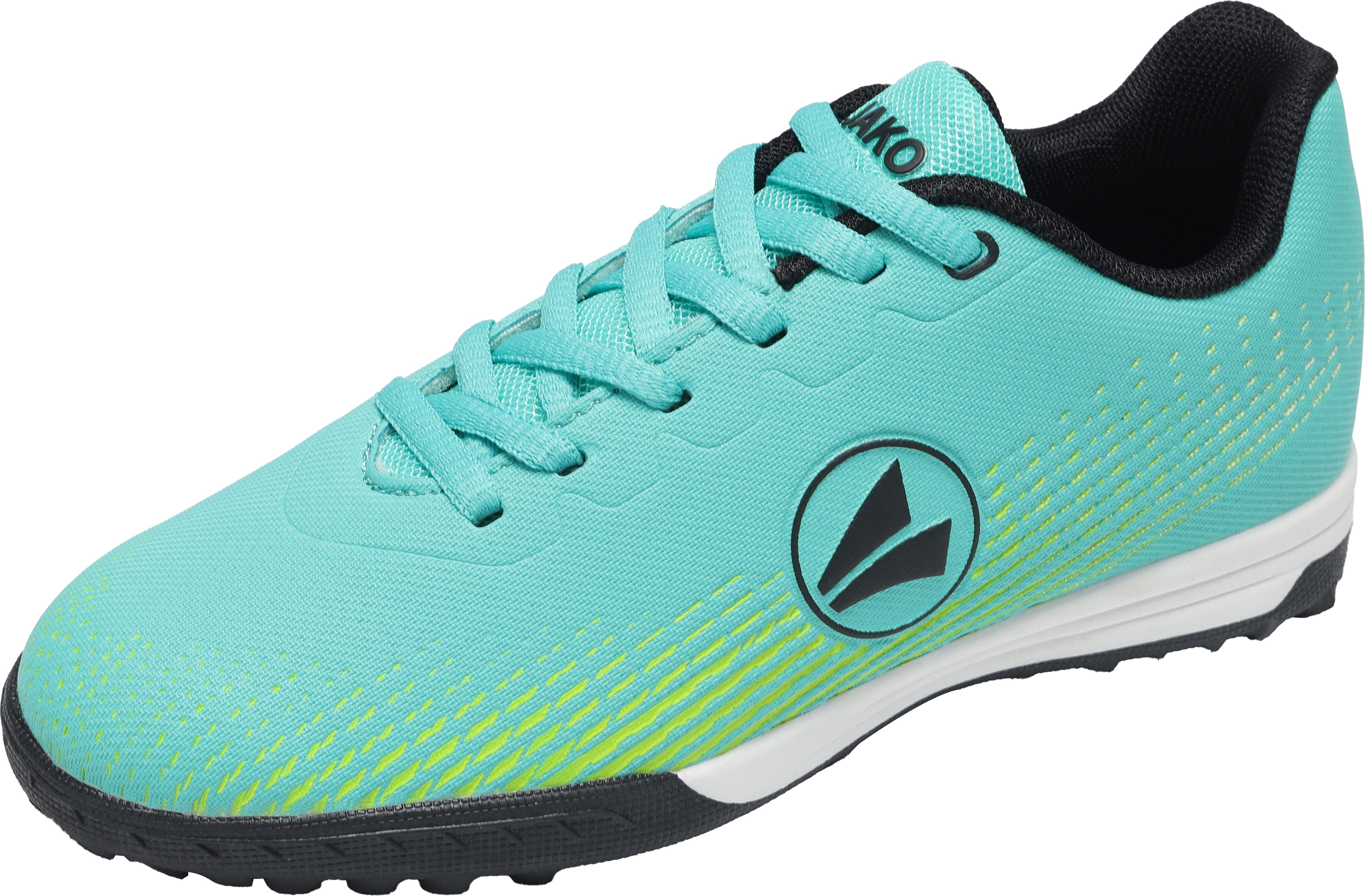 Fussballschuh JAKO "J-ST Skill", Mädchen, Gr. 36, schnell trocknend, blau (türkis, lime), Synthetik, Textil, Schuhe Fussballschuh, für synthetische Hartplätze türkis, lime 36, schnell trocknend