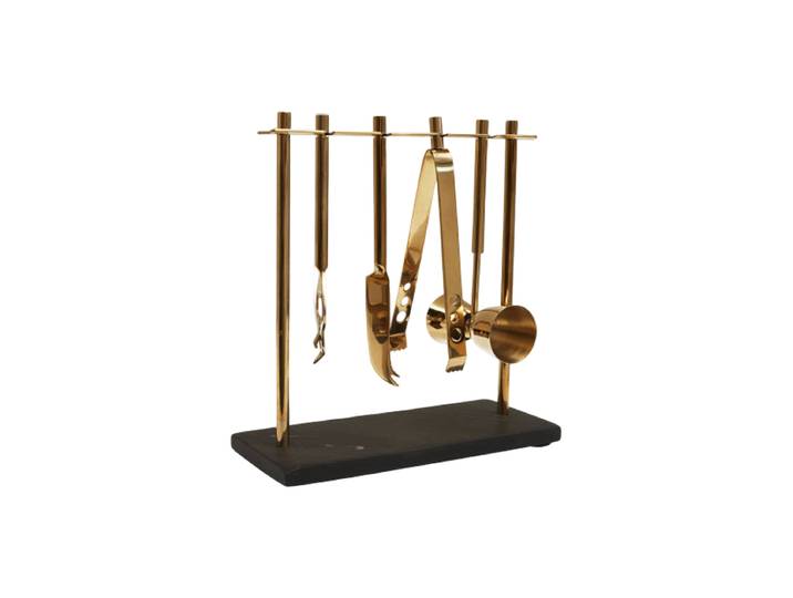 Edles 5-teiliges Bar-Set „Omari“ Schwarz/Gold Schwarz, Gold FIFTY FIVE SOUTH