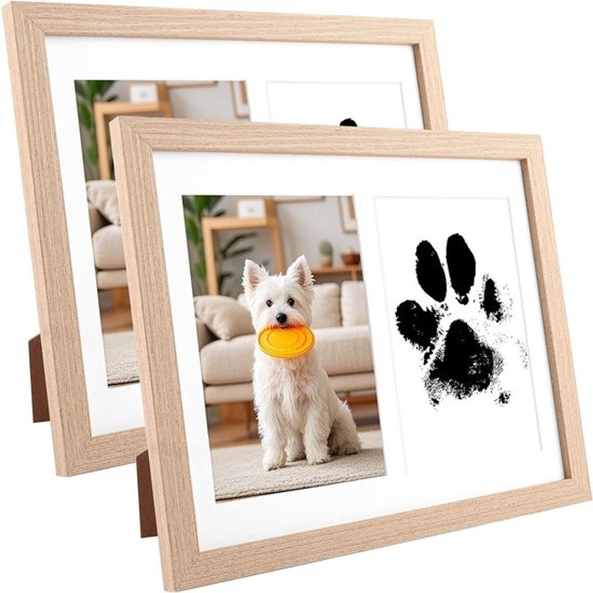 Set van 2 fotolijsten voor babyvoetafdrukken en decoratie