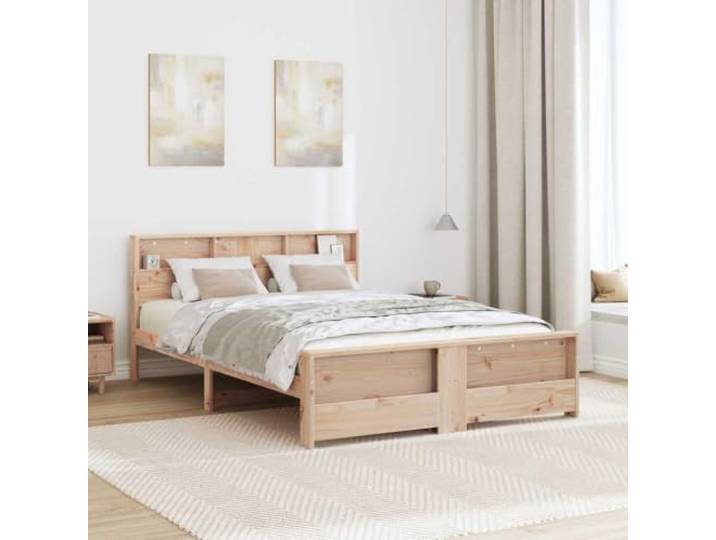 KTHLBRH Bettgestell, braun, 160 x 200 cm, aus mehrschichtigem Holz Minimalistisches Bettgestell mit festem Lattenrost, rechteckiger Rahmen für Schlafzimmer