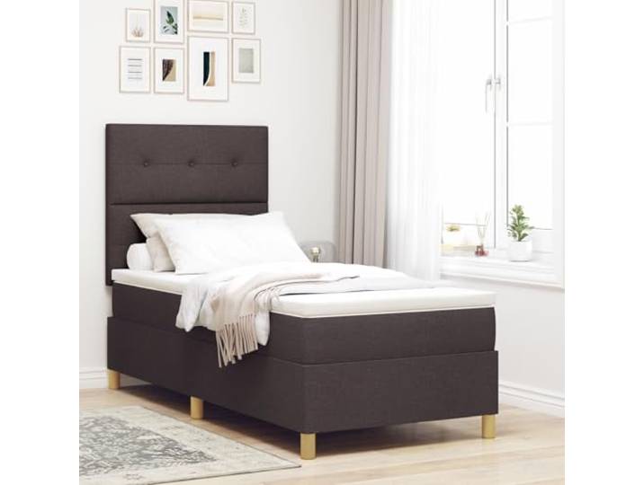SKTQYQO Boxspringbett mit dunkelbrauner Matratze Hotelbettrahmen Mehrzweckbettrahmen Geeignet für Hotels und Studien 100x200cm Stoff