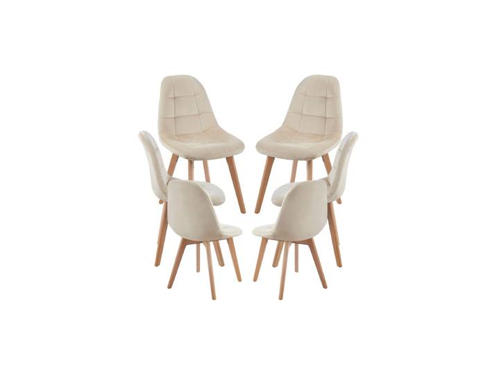 6er Set Kelen Samt Stühle - Beige