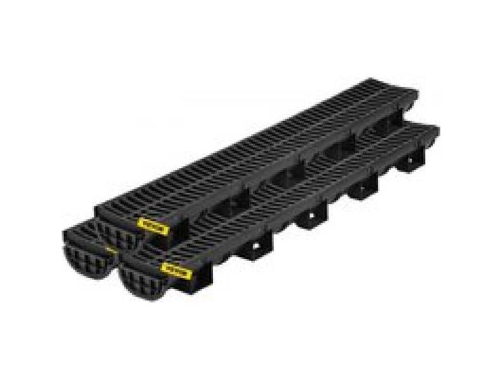 VEVOR Entwässerungsrinne, Rinnenablauf mit Kunststoffgitter, 14,5x8x100cm HDPE-Bodenrinne, Garagenbodenablauf, 3 x 39 Rinnenentwässerungsgitter, mit 3 Endkappen, für Garten, Auffahrt, 3er-Set
