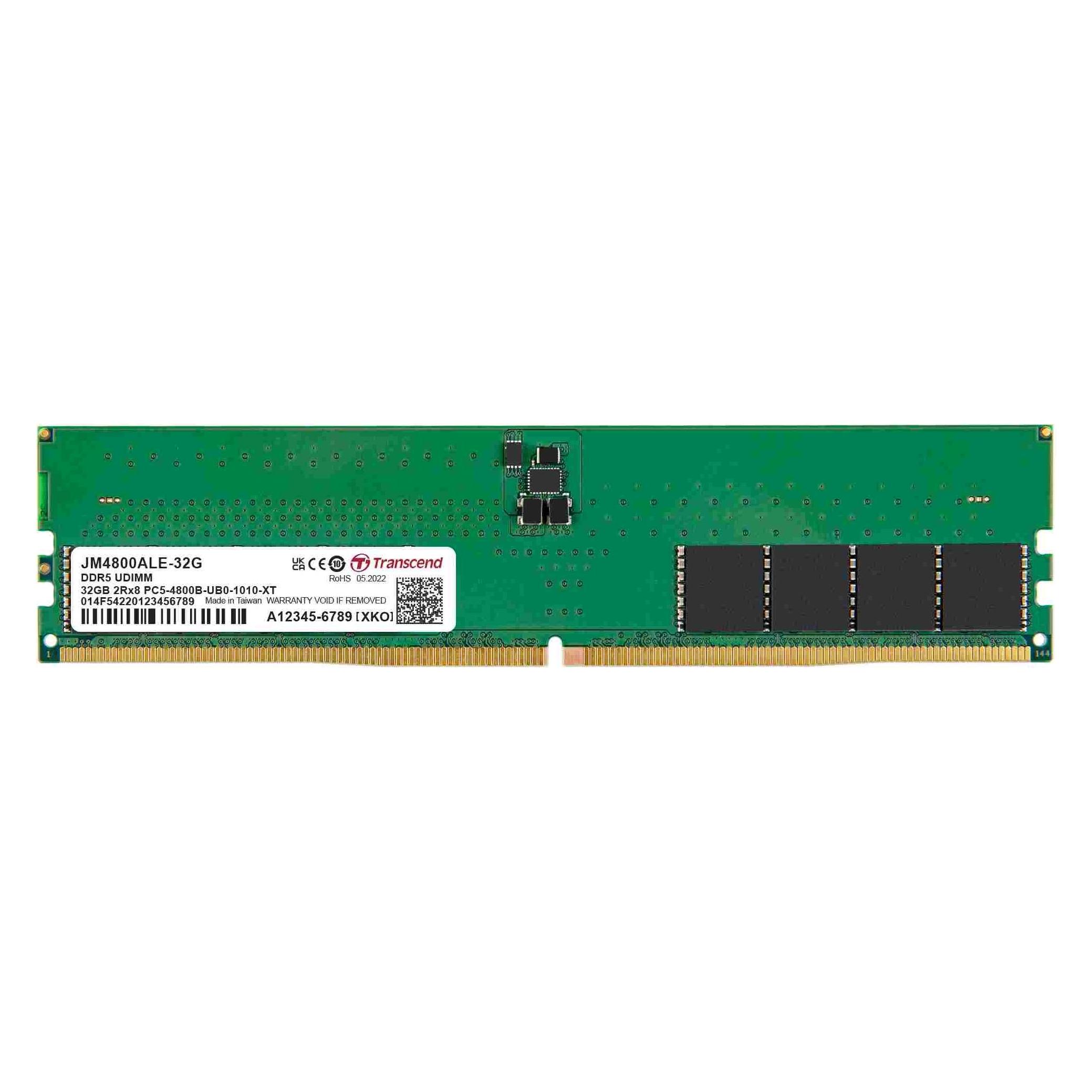 Transcend 32GB JM DDR5 4800 U-DIMM 2RX8 (1 x 32GB, 4800 MHz, DDR5-RAM, DIMM) (JM4800ALE-32G)