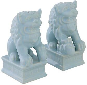 Foo Dog Salt & Pepper Shaker Set - Spa - Ballard Designs