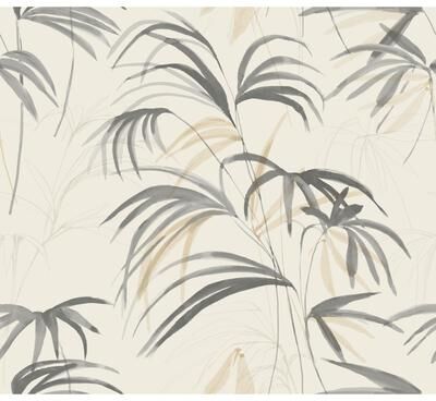 Candice Olson Inky Warm Neutral Palms Wallpaper