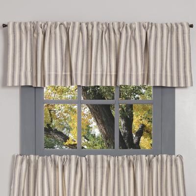VHC Brands Market Place Gray Ticking Stripe Valance