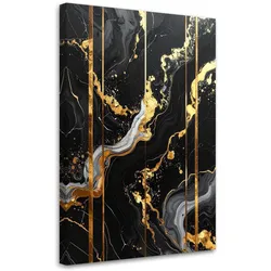 WANDBILD, Schwarz und Gold Glamour Abstrakt