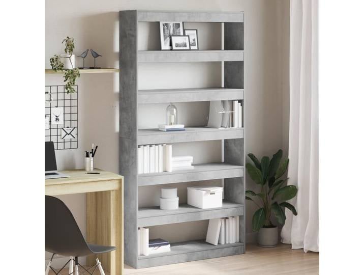 CLARENCE Bibliothèque Vitrine salon/porte-livres - Grise bois d'ingénierie 100 x 30 x 198 cm Étagère EU663371