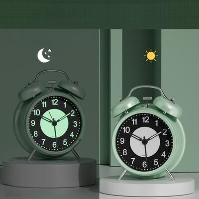 Daily Discovery Luminous Alarm Clock Battery Powered Night Light Bedside Table Clock For Bedroom And Living Room green