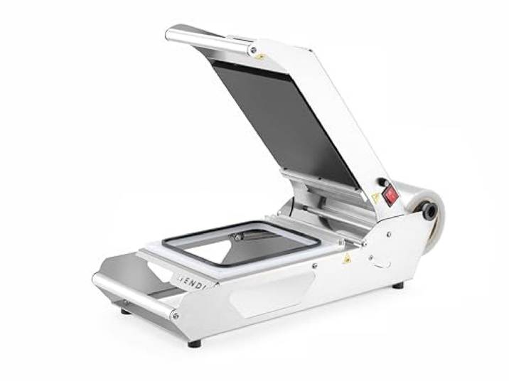HENDI Traysealer, compact, folie sluitmachine, voor het afdichten van verse levensmiddelen, incl. 1 matrix (HENDI Matrix 805572) 230V, 700W, roestvast staal