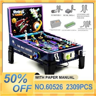 Inspired Finds GULY 60526 Motorized Pinball Building Block Set With Lights, 2309pcs GULY 60526 Motorized Pinball Building Block Set With Lights, 2309pcs