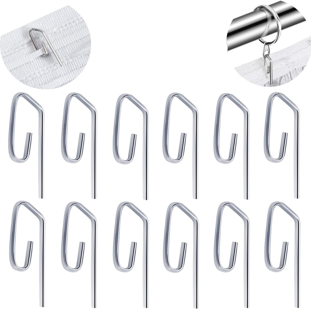 Dailygoods Gordijnhaken - 50 stuks metalen gordijnringen en plooihaken