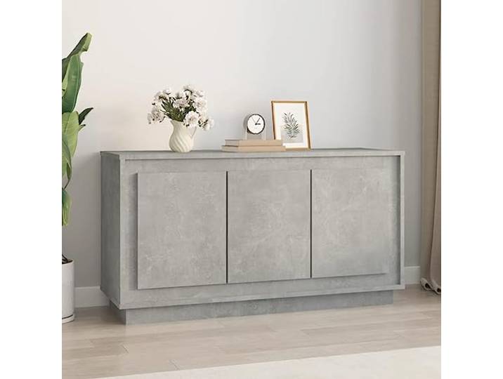 HEFZGDB Klassisches Sideboard mit zeitlosem Design für das Wohnzimmer, Sideboard Betongrau aus Holzwerkstoff mit Aufbewahrungsfächern, mit sechs Fächern für viel Stauraum