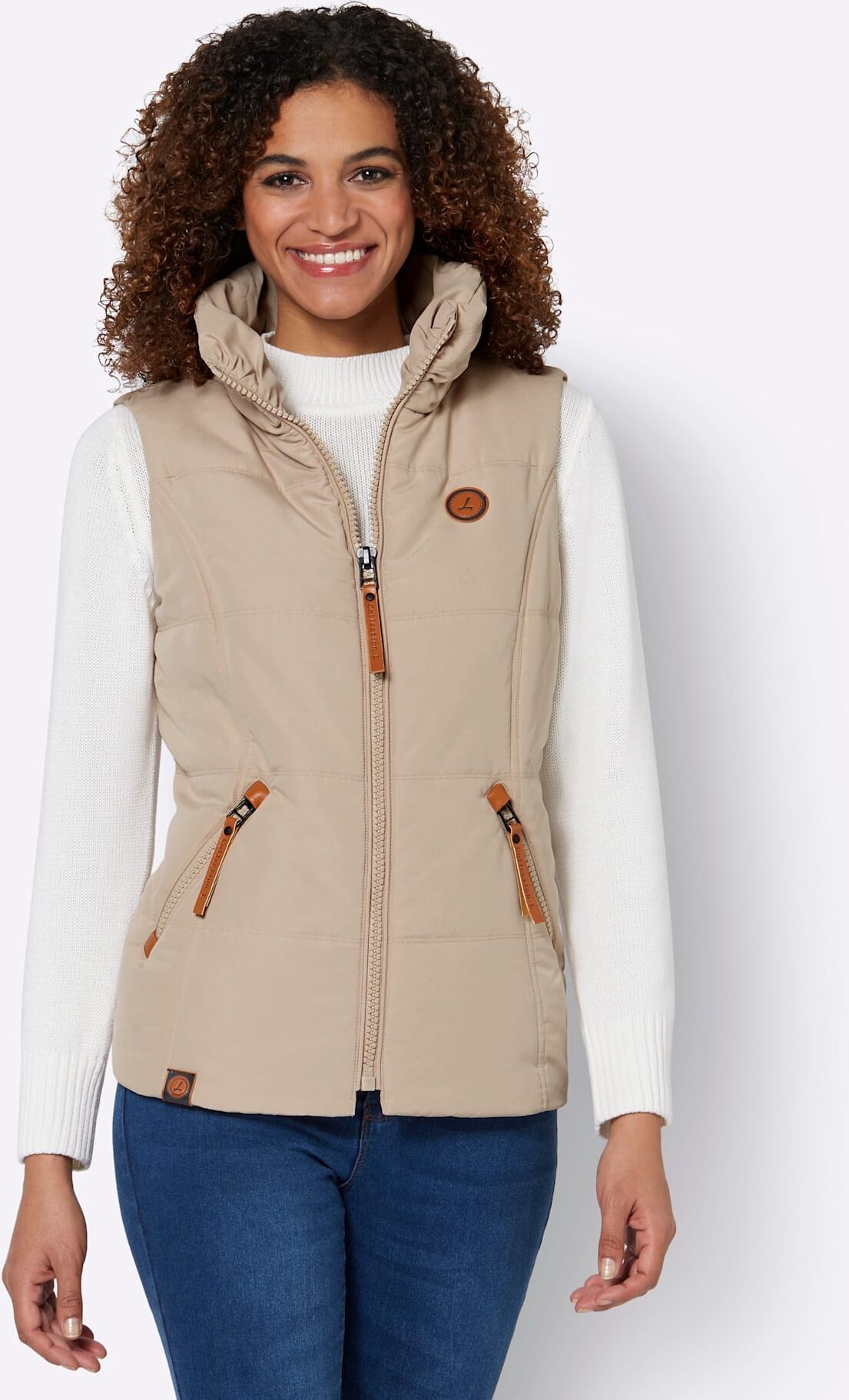 Steppweste CASUAL LOOKS, Damen, Gr. 38, beige, 100% Polyester, unifarben, Westen Steppweste beige 38