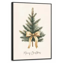 LEINWAND Bilder mit Rahmen - Weihnachtsbaum - Weihnachten - Frohe Weihnachten - Beige - 70x100