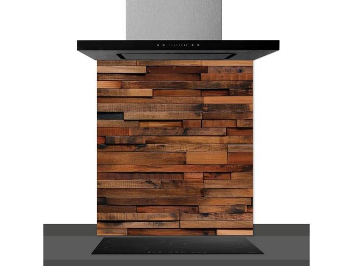 Fond de hotte décorative parements marron 60x70