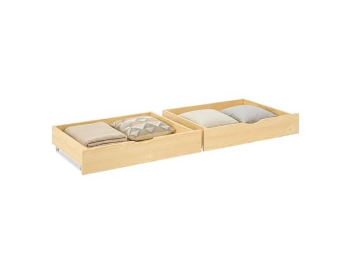 Homestyle4u Bettkasten 2er Set Natur mit Rollen Bett Schublade