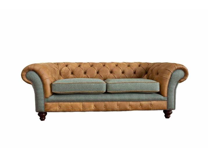 Xlmoebel Chesterfield-Sofa Ledersofa im Chesterfield-Stil mit entspannter Polsterung, Hergestellt in Europa