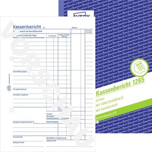 Zweckform Kassenbuch 1265 Kassenbericht, A5, Tagesabschluss, Recycling, 50 Blatt