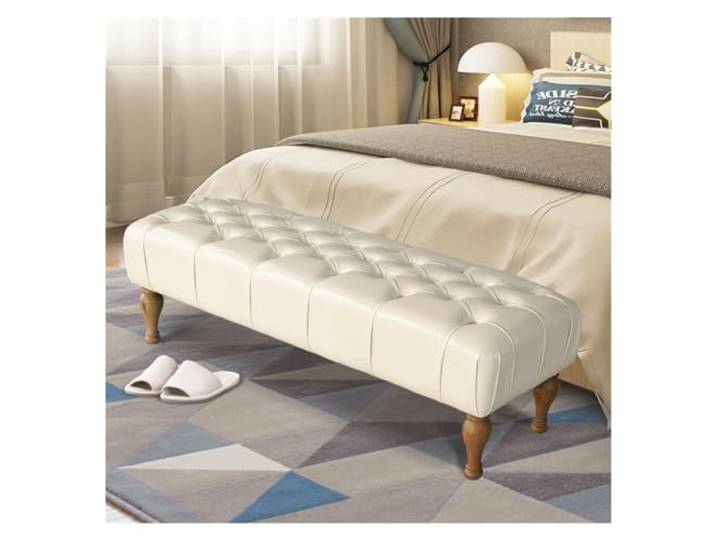 Dekorativ Polsterbank, Schlafzimmerbank for das Ende des Bettes(Beige)