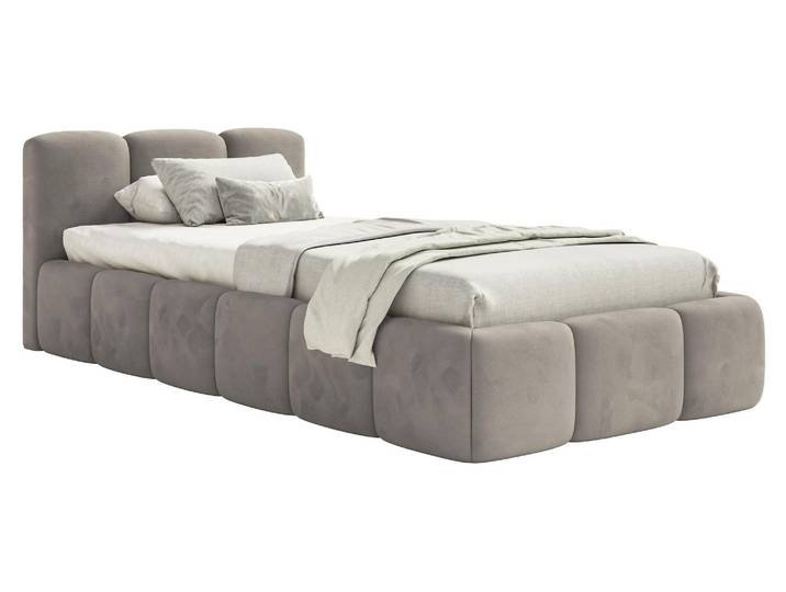 Selsey Cloudy Low – Lit rembourré 90 x 200 cm\, velours gris clair